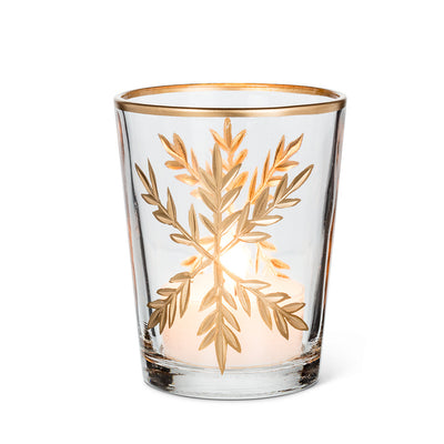 Tall Gold Snowflake Tealight Holder