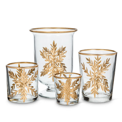 Tall Gold Snowflake Tealight Holder