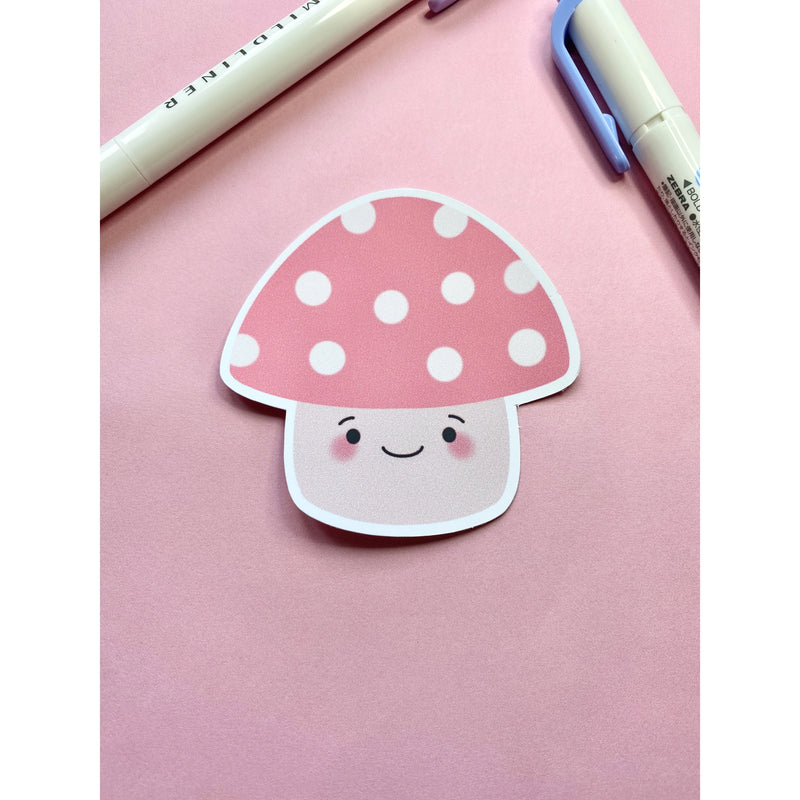 Cute Kawaii Pink Mushroom Vinyl Sticker
