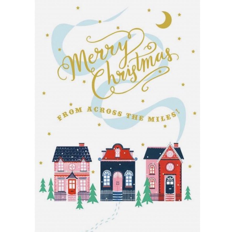"Across the Miles" Chistmas Houses Greeting Card | Putti Christmas