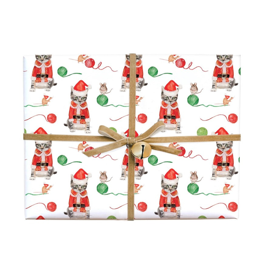 Lana's Shop - Santa Cat and Mouse Gift Wrap Roll