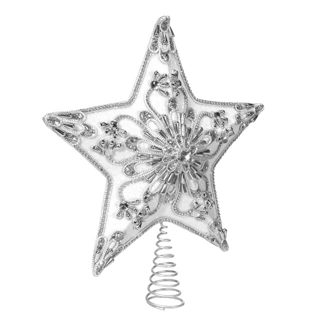 Kurt Adler White Beaded Star Tree Toper | Putti Christmas