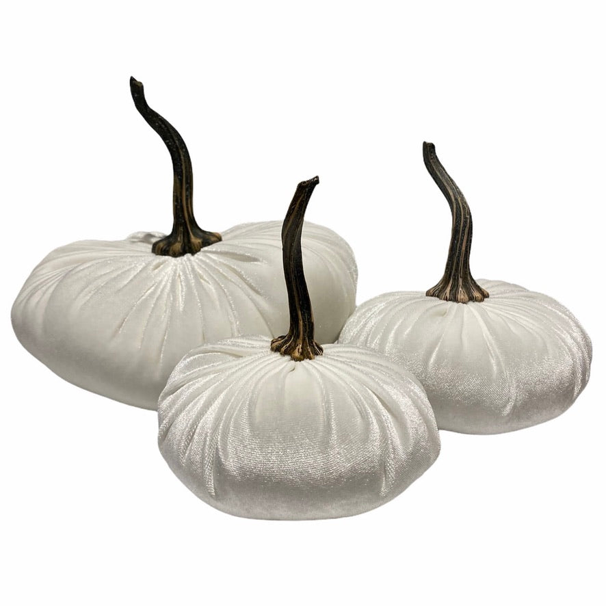 Extra Large Velvet Pumpkin - Ivory