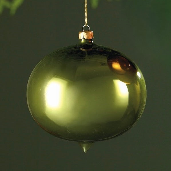 Glossy Moss Green Glass Onion Ornament | Putti Christmas