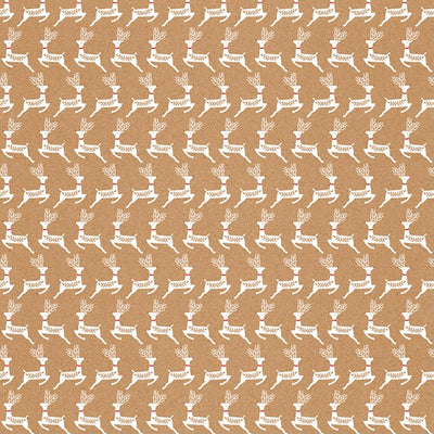 The Art File Reindeer on Kraft Christmas Wrapping Paper Roll