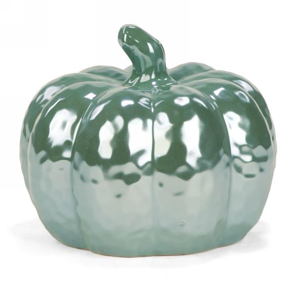 Pastel Green Lusterware Ceramic Pumpkin