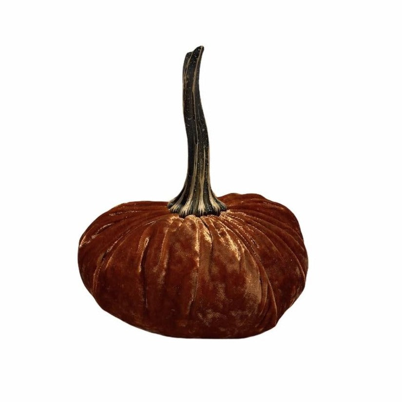 Large Velvet Pumpkin - Luxe Burnt Orange