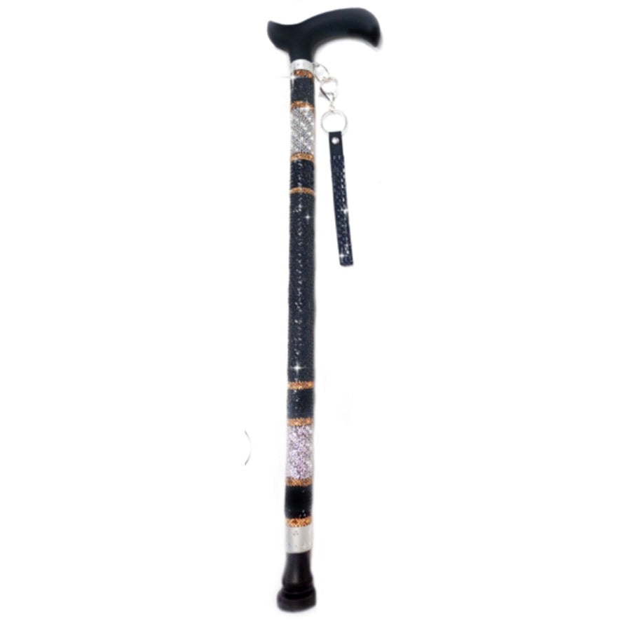 Jacqueline Kent "Sugar Cane" Black Silver & Gold Adjustable Medical Cane | Putti