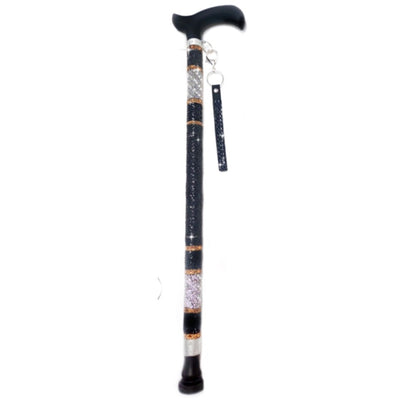 Jacqueline Kent "Sugar Cane" Black Silver & Gold Adjustable Medical Cane | Putti