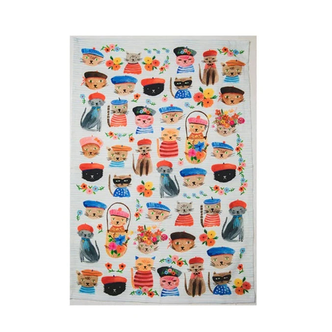 Bon Artis Cotton Tea Towel - Ooh La La Cats Meow | Putti Fine Furnishings 