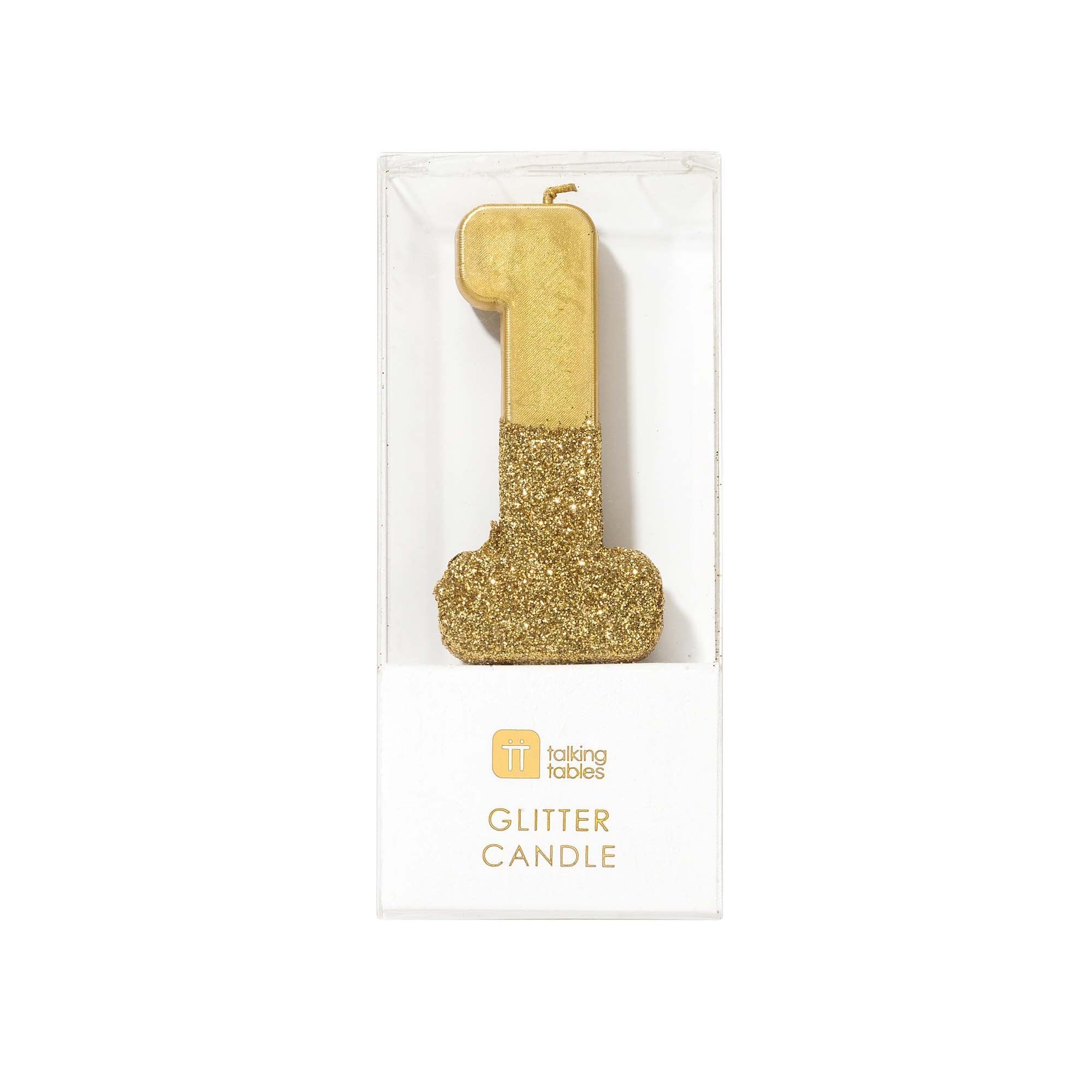 "We Heart Birthdays" Gold Glitter Number Candle - One | Le Petite Putti Canada