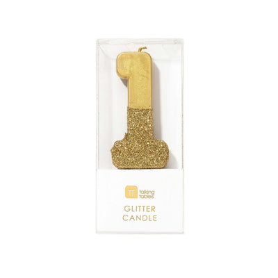 "We Heart Birthdays" Gold Glitter Number Candle - One | Le Petite Putti Canada