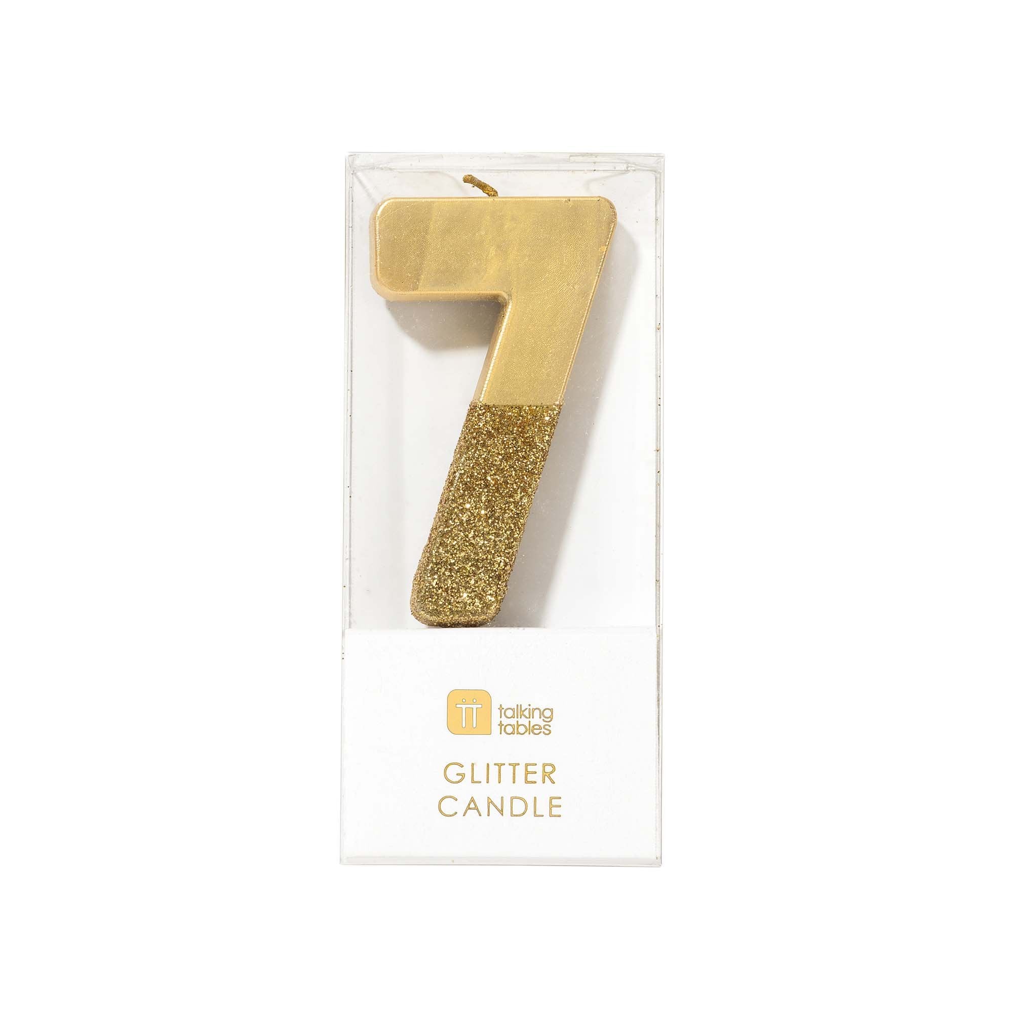 "We Heart Birthdays" Gold Glitter Number Candle - Seven | Le Petite Putti Canada