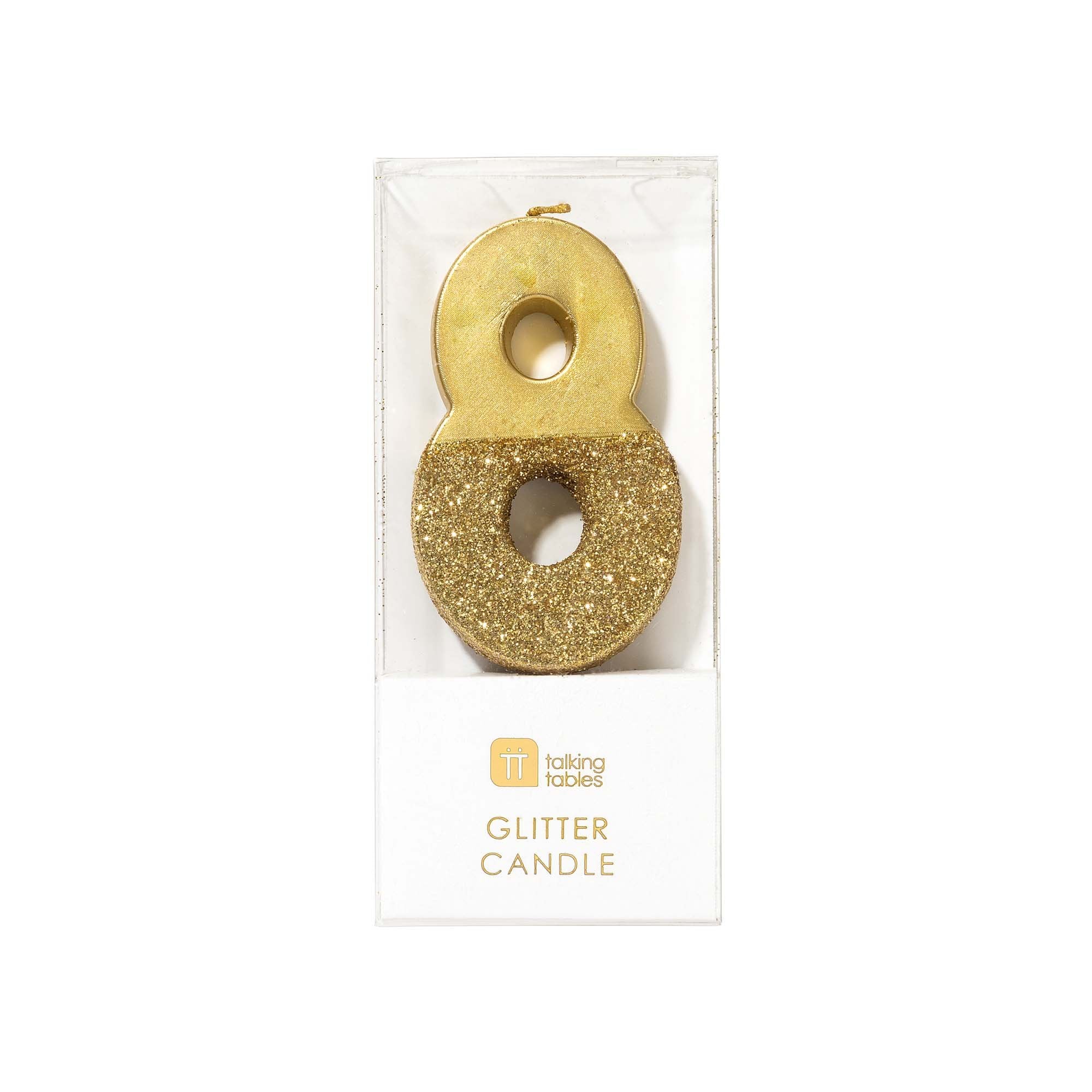 "We Heart Birthdays" Gold Glitter Number Candle - Eight | Le Petite Putti Canada