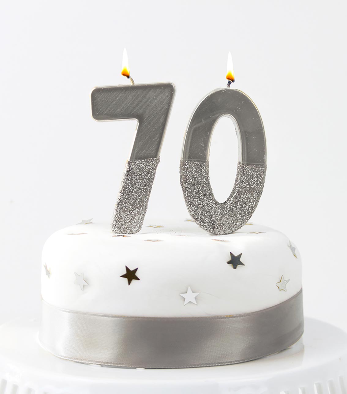 Silver Glitter Number Candle - Seven