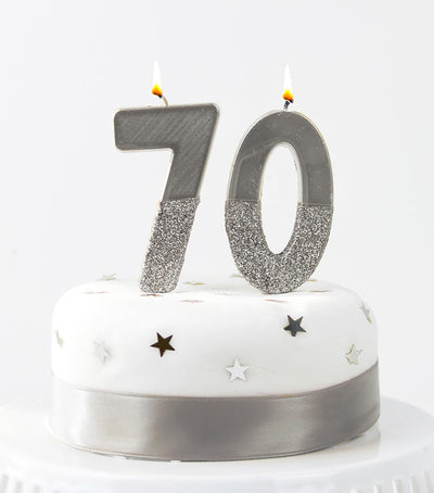 Silver Glitter Number Candle - Seven
