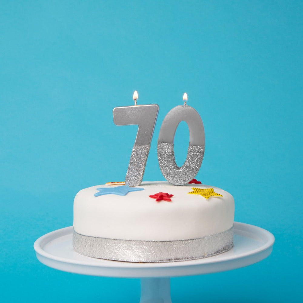 Silver Glitter Number Candle - Seven | Putti Celebrations Canada