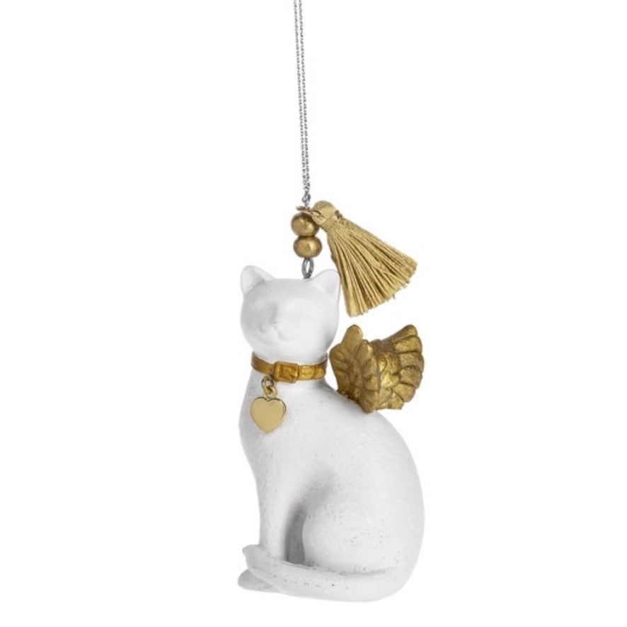 Cat Angel Resin Ornament | Putti Fine Furnishings 