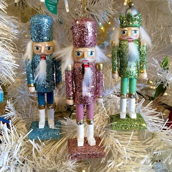 Kurt Adler Pastel Glitter Nutcracker Ornament | Putti Christmas Celebrations
