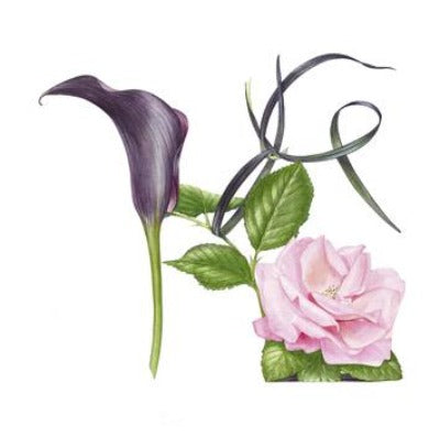 "Black and Pink Floral Shoe" Greeting Card