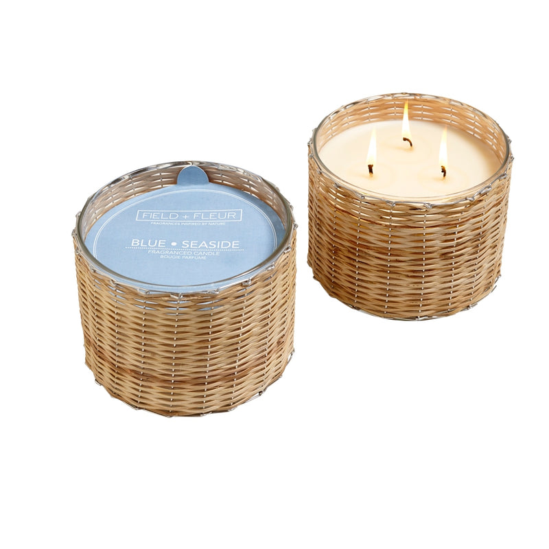 Hillhouse Naturals Handwoven 3 Wick Candle - Blue Seaside | Putti Fine Furnishings