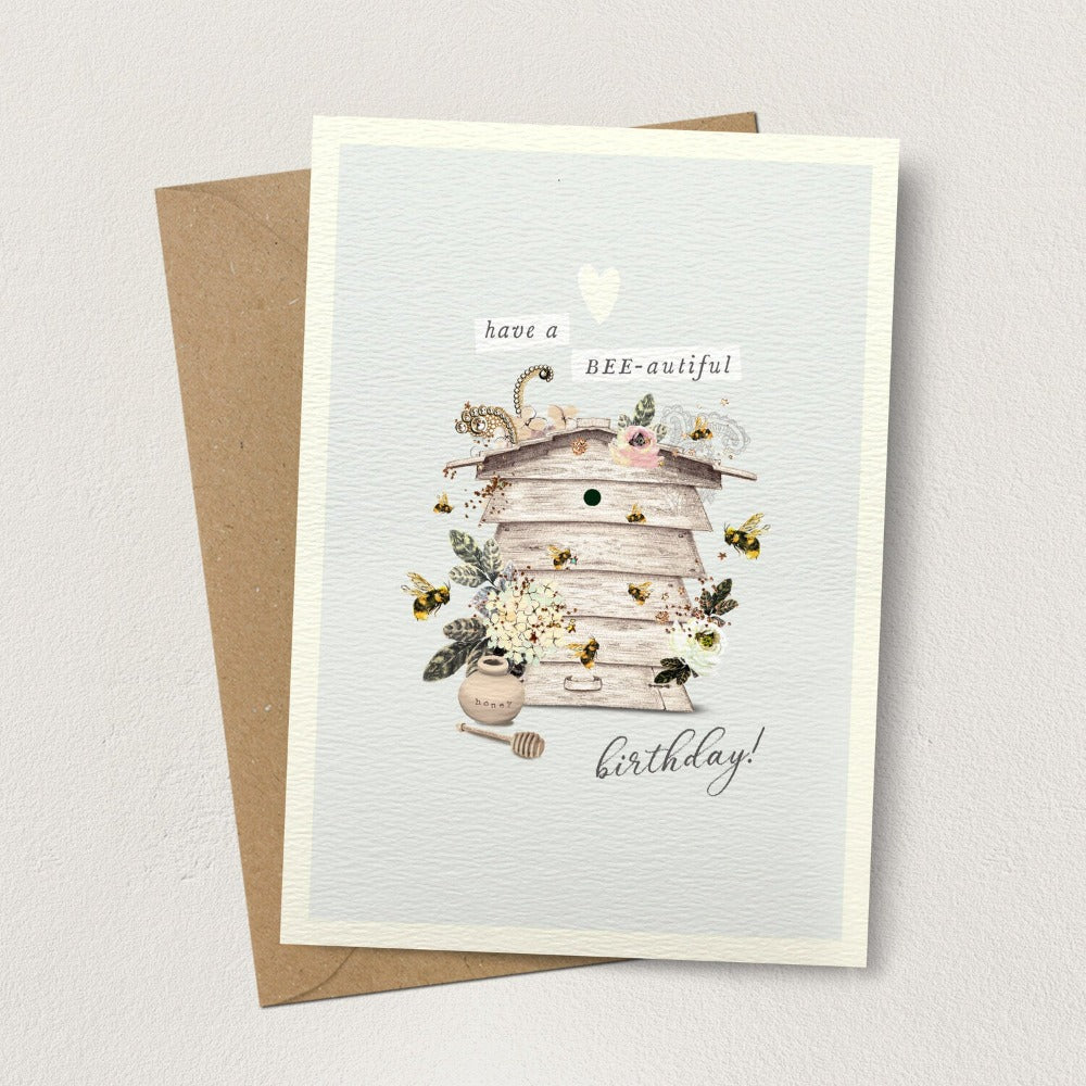 Have a Bee-utiful Birthay" Bee Hive Greeting Card