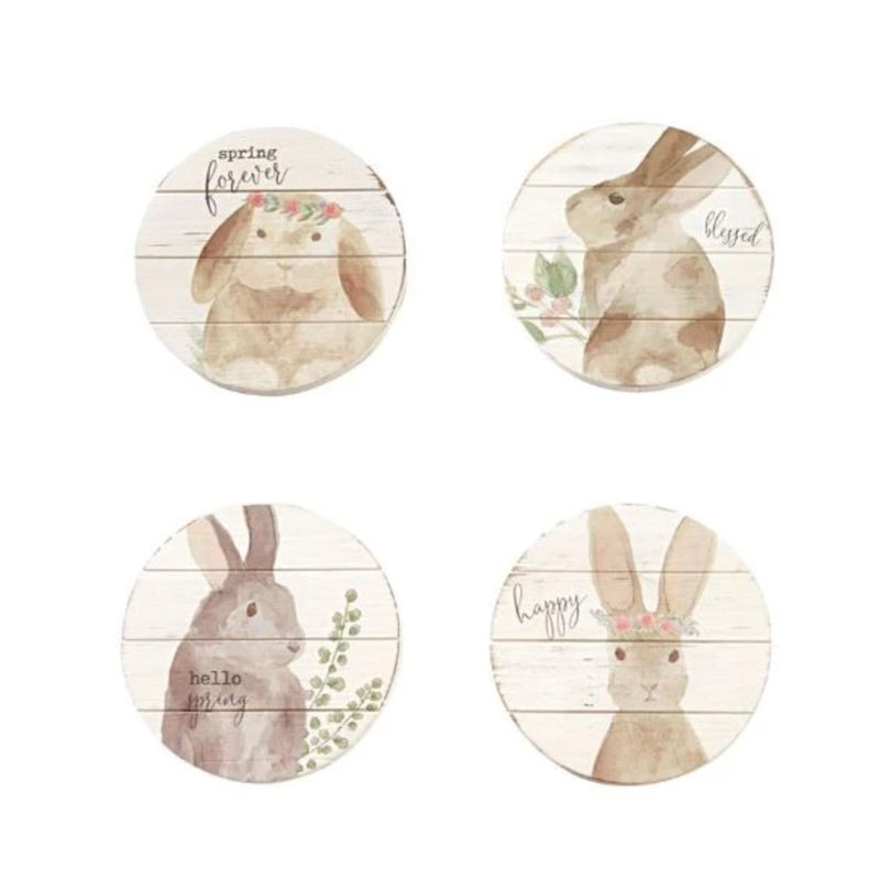 Wood Bunny Coasters - set of 4 | Putti Easter