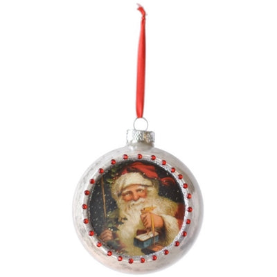 Santa Diorama Glass Ornament