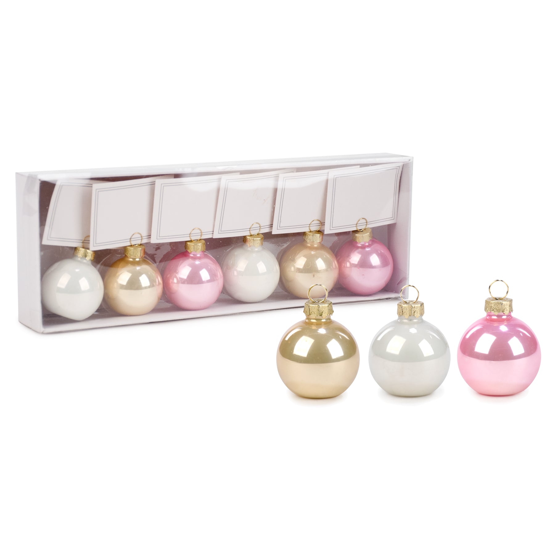 Pink Christmas Ornament Place Card Holders