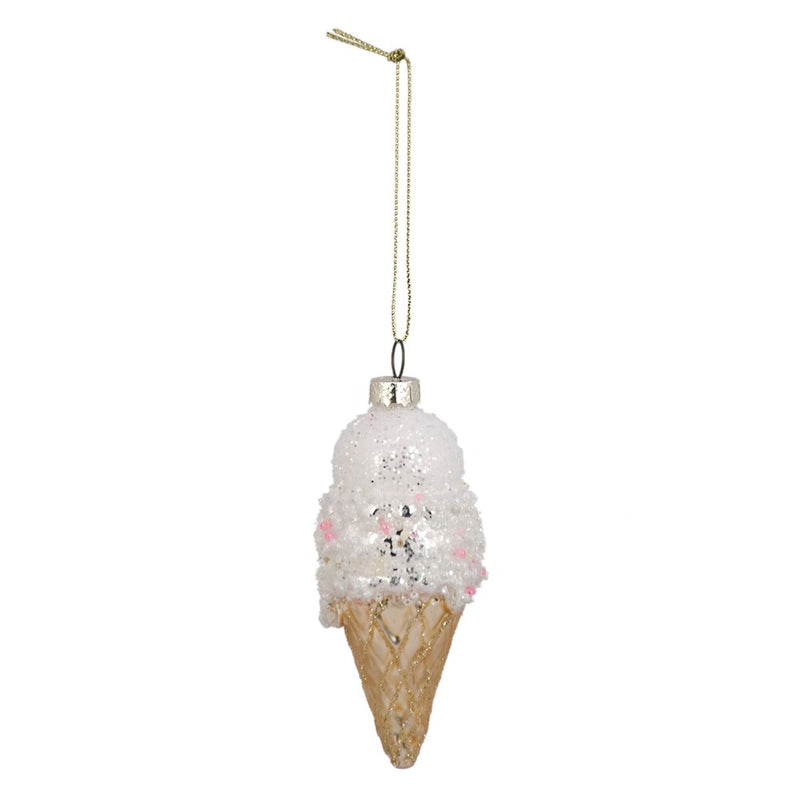 Ice Cream Cone Glass Ornament | Putti Christmas Decorations 