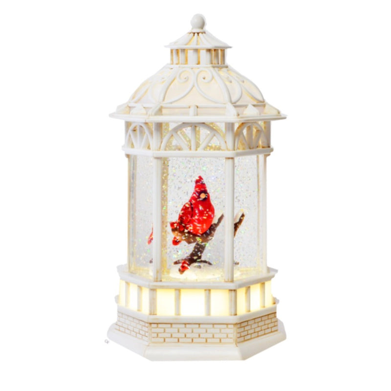 White Perpetual Snow Rotating Cardinal lantern | Putti Christmas Canada 