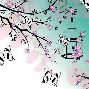 Butterflies with Birdcage Greeting Card