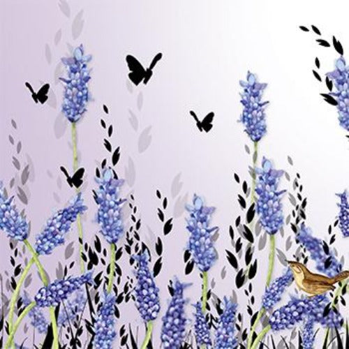 Purple Flowers and Butterflies Greeting Card | Putti Fine Furnishings