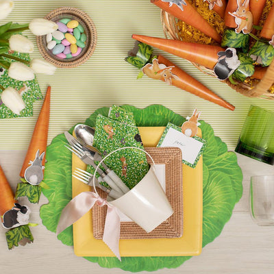 Caspari Bunny and Carrots Cone Easter Crackers Lifestyle Image | Putti Canada