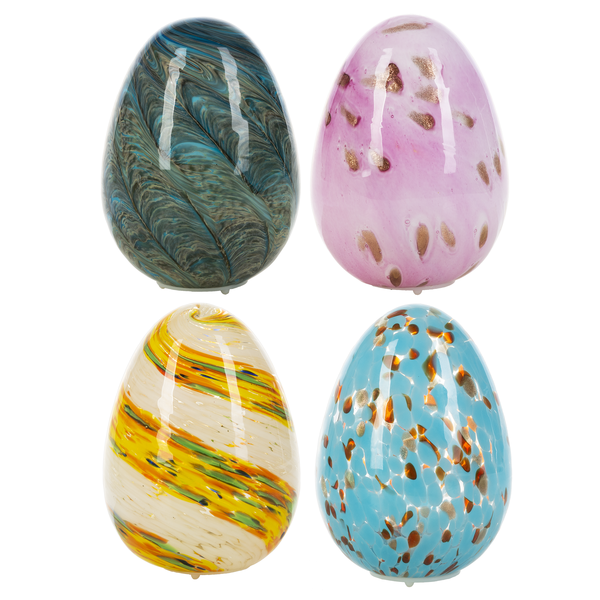 Light Up Egg Shape Glass Orb - Yellow | Putti Fine Furnishings Canada