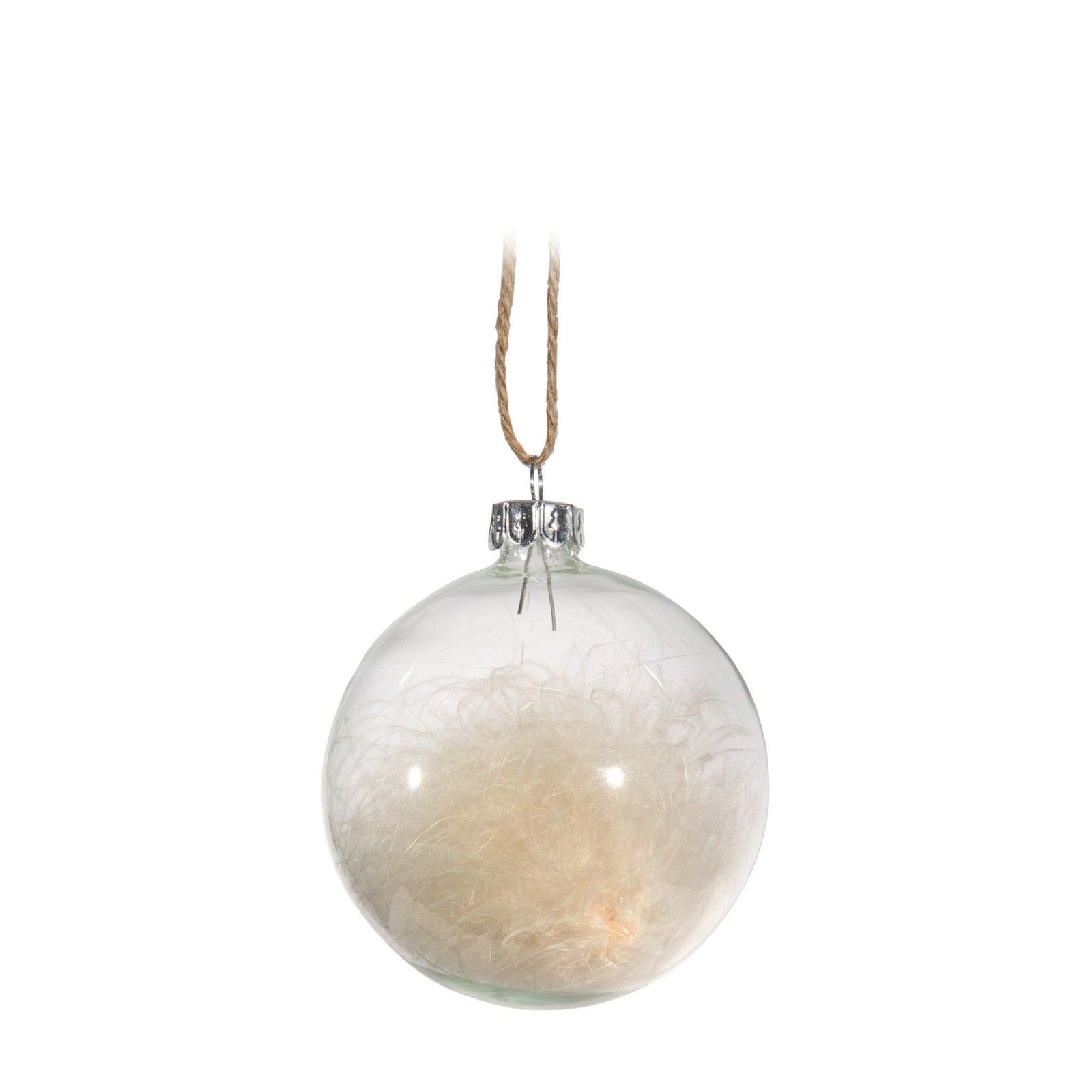 Clear Ball with Feathers Ornament, CF-Canfloyd, Putti Fine Furnishings