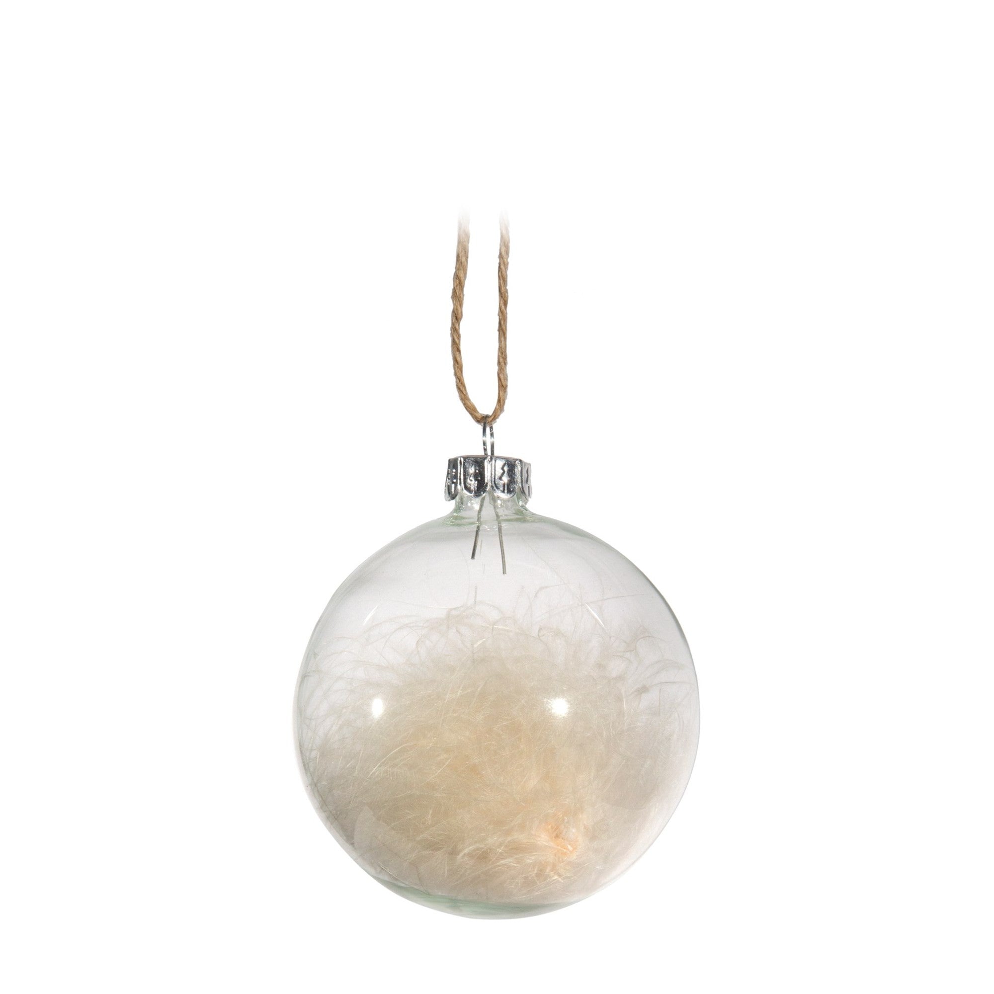 Clear Ball with Feathers Ornament, CF-Canfloyd, Putti Fine Furnishings
