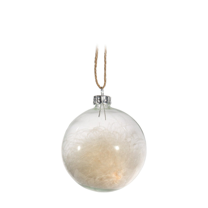 Clear Ball with Feathers Ornament, CF-Canfloyd, Putti Fine Furnishings