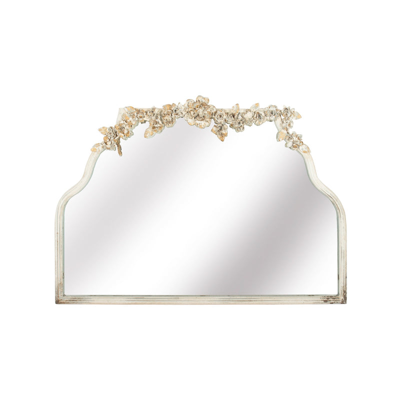 Floral Iron Mirror in Antique White  - Putti Fine Furnishings Canada