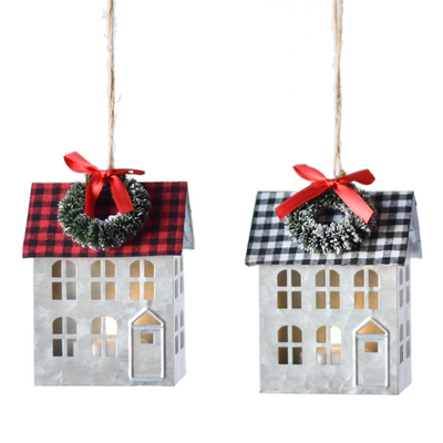 Black and Red Buffalo Check House with LED | Putti Celebrations Canada