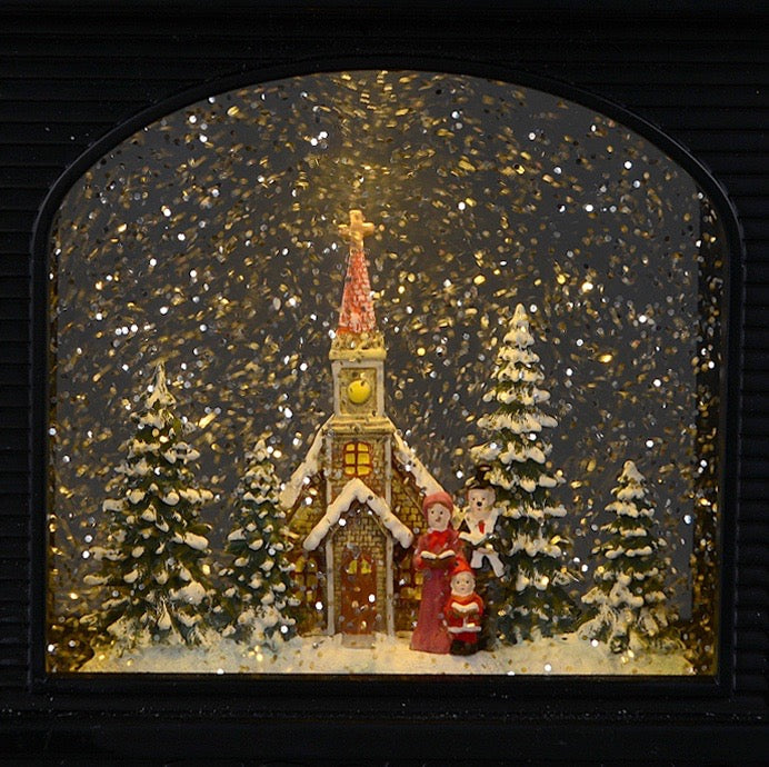Village Scene Perpetual Swirling Snow Lantern with Light | Putti