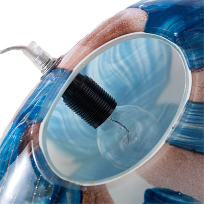 Tozai Handblown Watercolor Blue Glass Egg Lamp