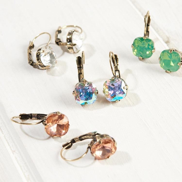 Lovett & Co Cushion Cut Crystal Earrings Light Peach, L&C-Lovett & Co., Putti Fine Furnishings