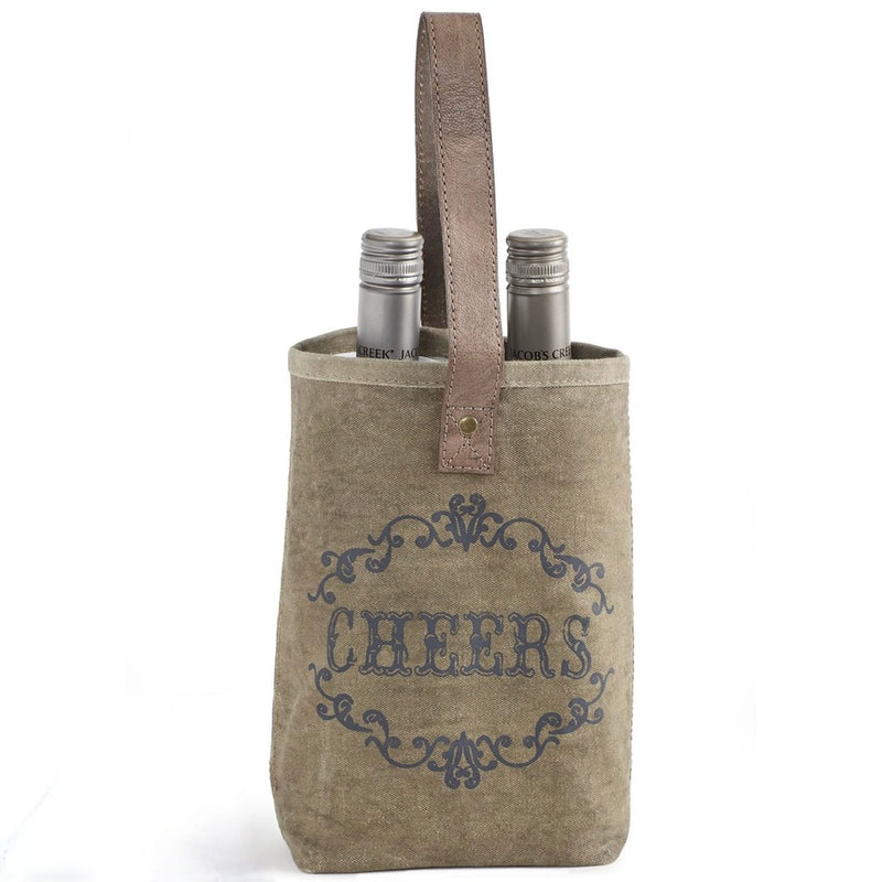Recycled Canvas Double Bottle Bag - Cheers - Putti fine Furnishings