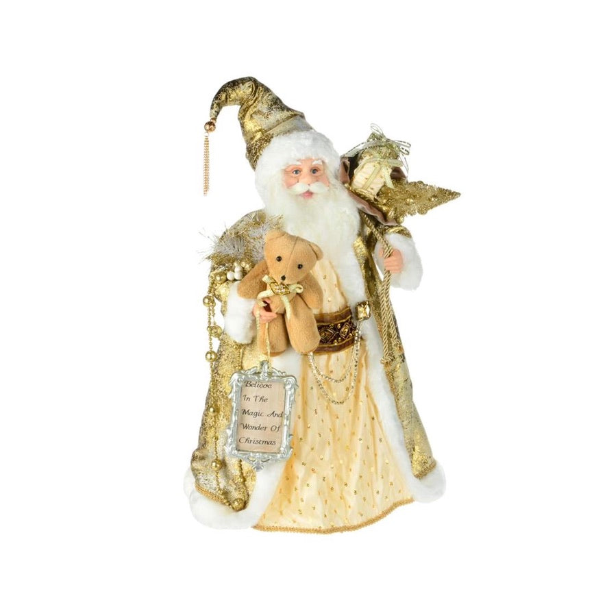 Santa with Teddy Tree Topper | Putti Christmas Canada
