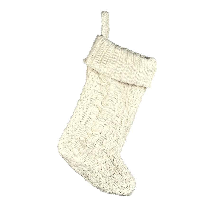 Cream Cable Knit Stocking | Putti Christmas Decorations Canada