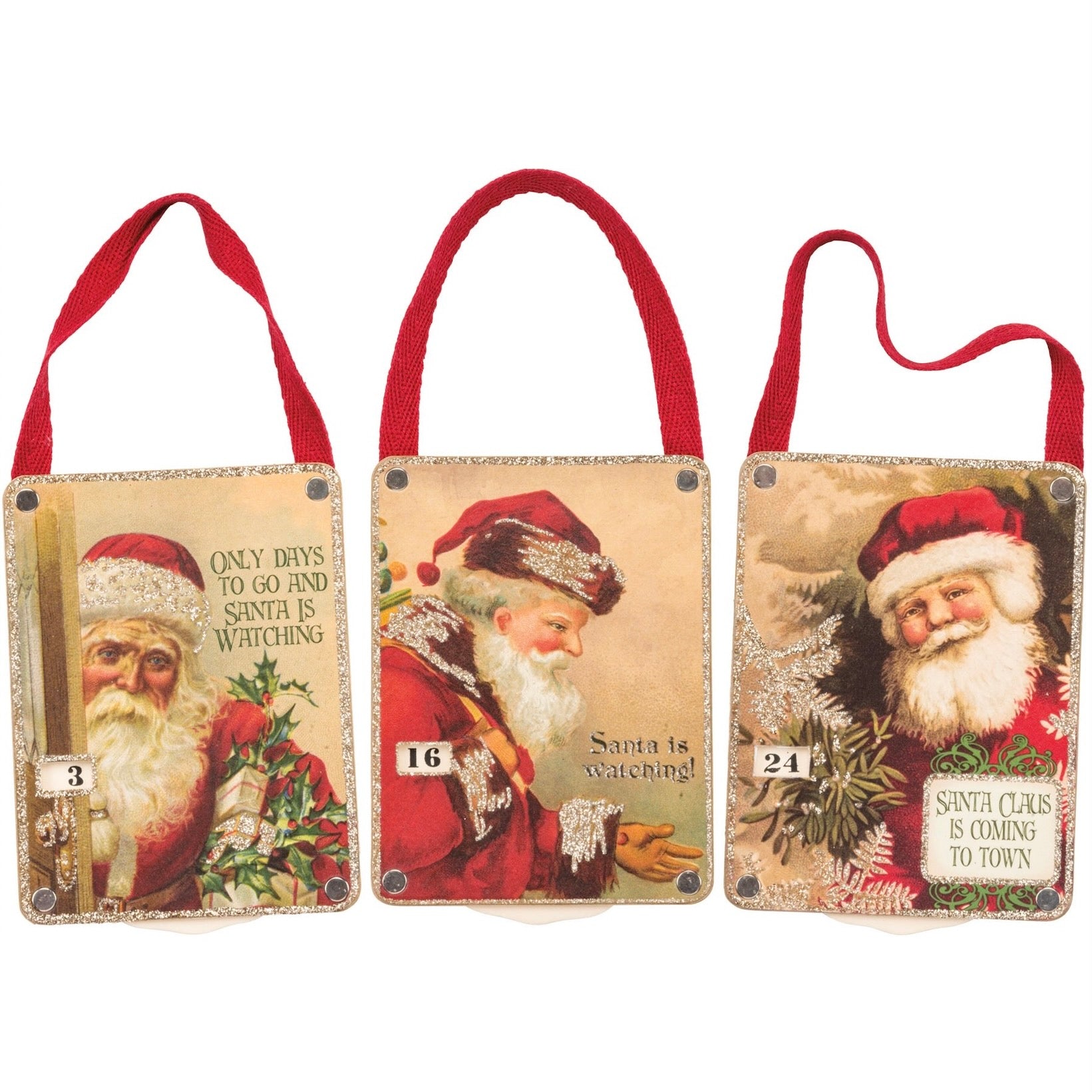 Vintage Santa Advent Countdown Wheel Ornament