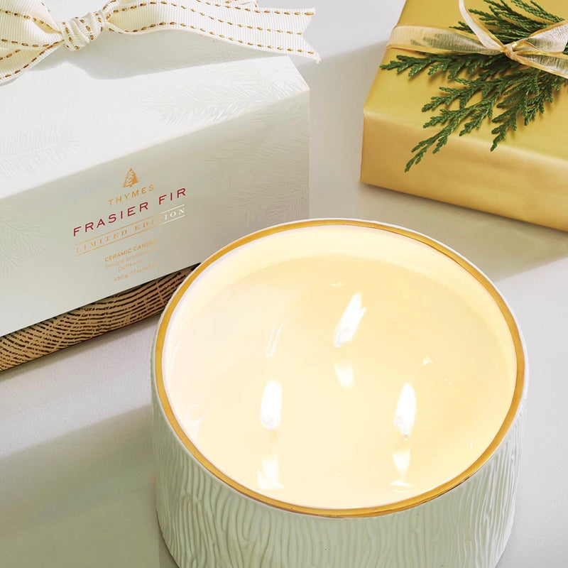Thymes Frasier Fir Ceramic 3 Wick Candle -  Home Fragrance - Thymes - Putti Fine Furnishings Toronto Canada