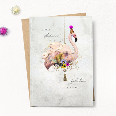 "Have a Flaming Fabulous Birthday!" Flamingo Greeting Card | Putti Celebrations