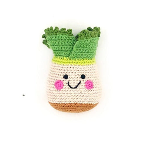Fennel Friendly Vegetable Hand Crochet Rattle | Le Petite Putti Canada